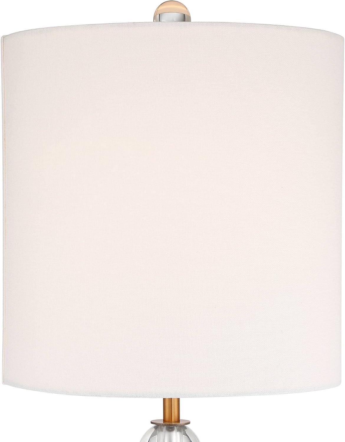 Vienna Full Spectrum Halston Modern Buffet Table Lamps Set of 2 with Dimmer 32 1/2' Tall Skinny Brass Metal Stacked Crystal Off-White Fabric Drum Shade Living Family Room Dining House Home Office