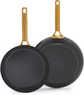 GreenPan Nonstick Reserve Pro 10' & 12' Frying Pan Set, NSF Certified Ceramic, Hard Anodized PFAS-Free Skillets, Stainless Steel Handles, Oven & Dishwasher Safe, Black