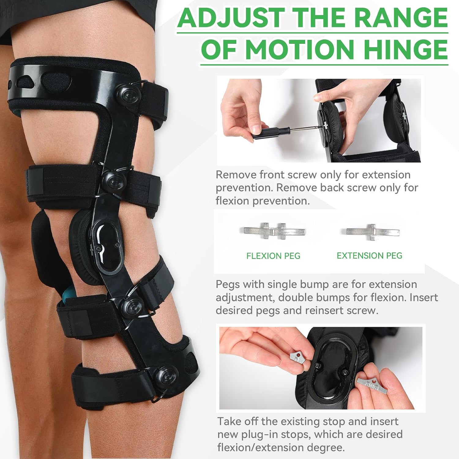Orthomen Functional Knee Brace, for ACL MCL PCL Meniscus Ligament Sports Injuries, Adjustable Hinged ROM Orthopedic Knee Orthosis for Men & Women (L-Left)