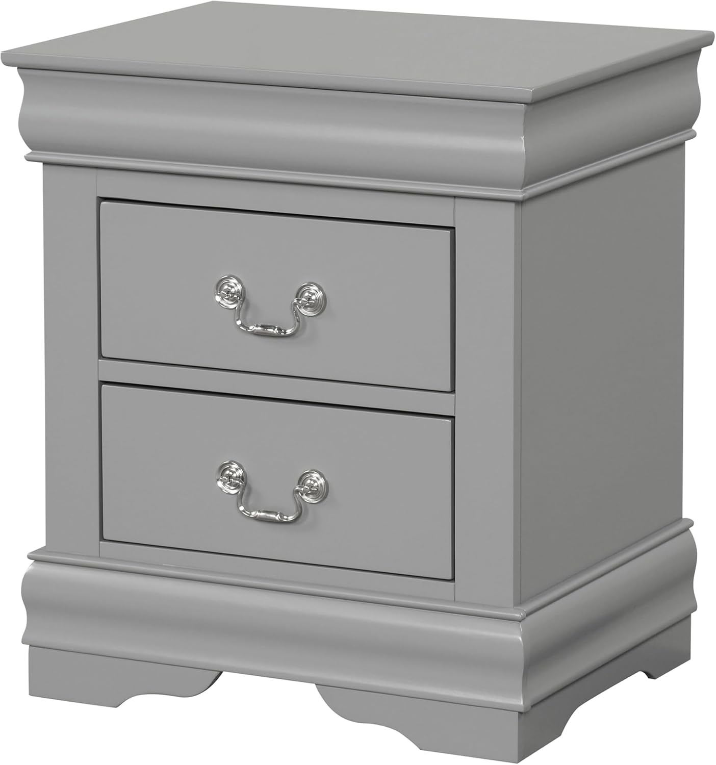 Furniture of America Louis Philippe Traditional Solid Wood 3 Piece Bedroom Set, Bed Frame and Nightstands Set of 2, Sleigh Design Bedframe with Headboard and Footboard, Box Spring Needed, Full, Gray