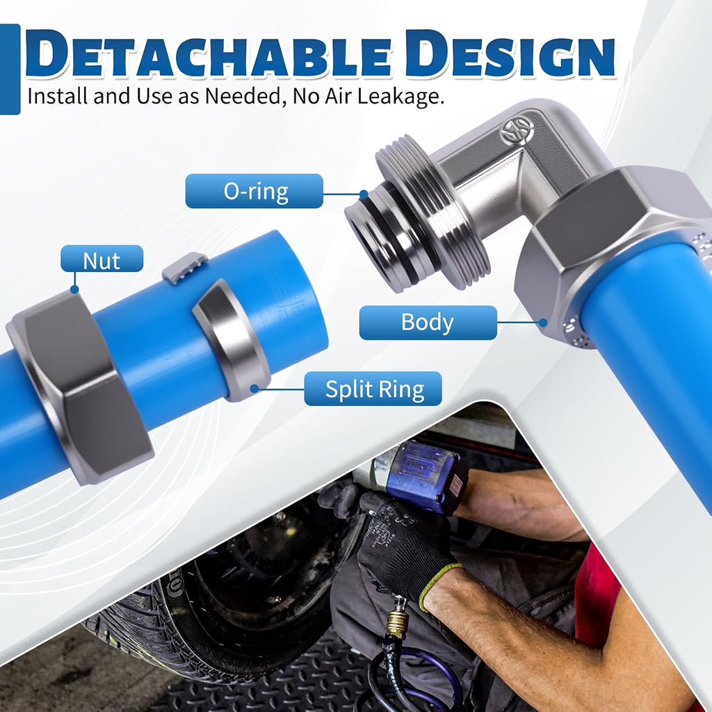 Shop Air Line Kit 3/4' 200FT Compressed Air Piping System HDPE-Aluminum-HDPE Air Tubing with 4-Way Aluminum Blocks Brass Valves Air Piping Fittings Kit Air Compressor Accessories for Garage