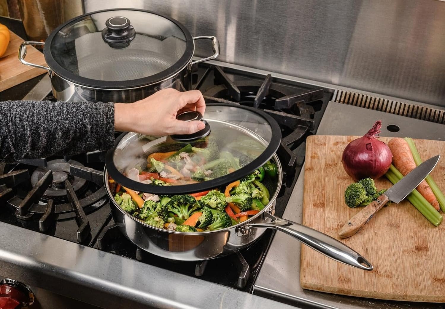Black Cube Frieling Quick Release Nonstick Sauté Pan with Lid - 11-Inch/4.5 Quart Induction Cookware - Deep Frying Pan/Skillet for Kitchen - Hybrid Cookware - Deep Skillet Nonstick with Lid