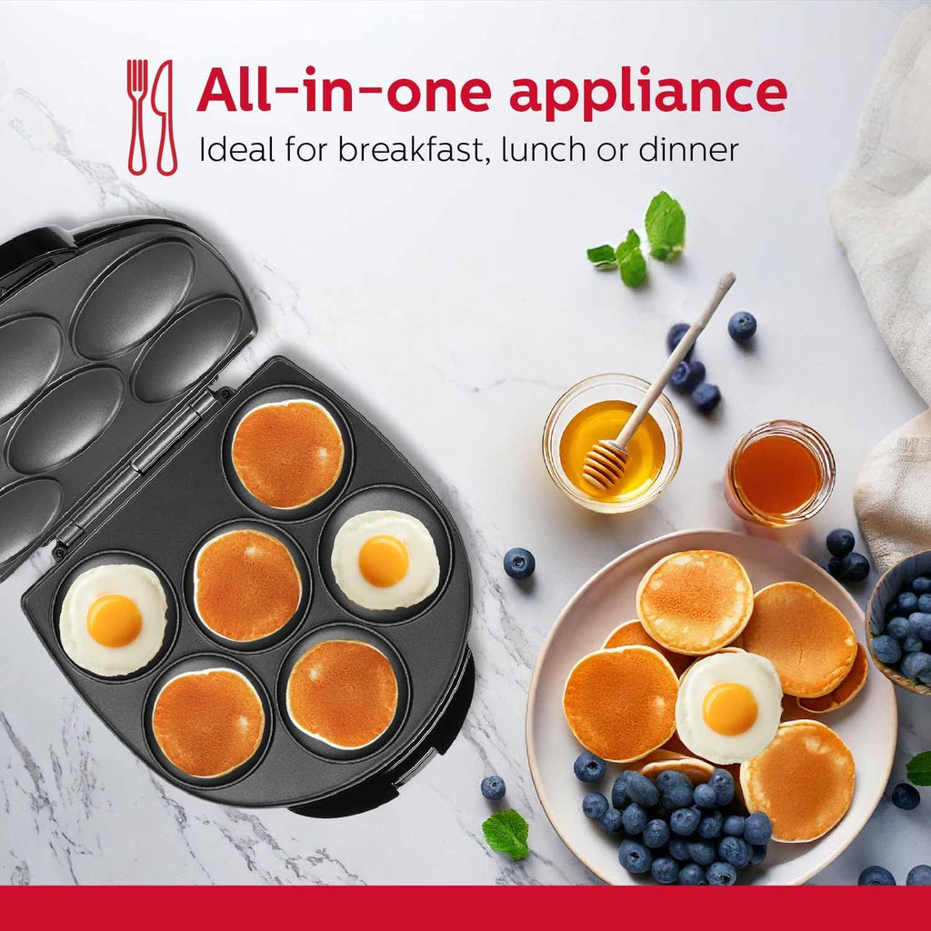 Holstein Housewares Non-Stick 6-Section Multi-Food Maker - Arepas,Mini Pancakes,Corncakes and More - Black,12 Inch,(Pack of 6)