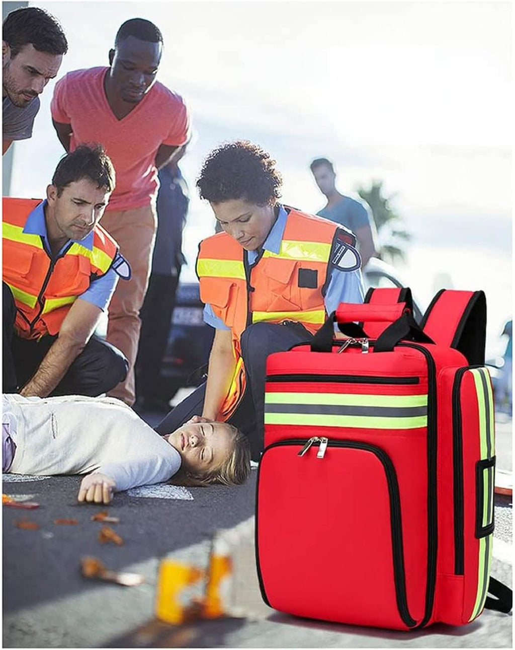 Empty First Aid Bag, Safety Haversack, Medication Storage Portable Travel Medical Supplies Cosmetic Organizer Emergency Pill Medicine Tote Outdoor Sport(Blue)