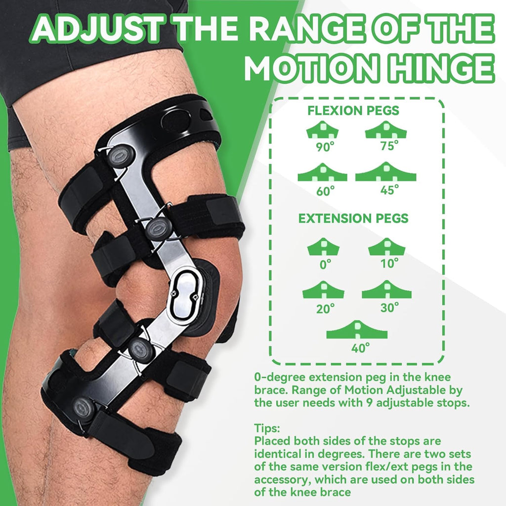 Orthomen Functional ACL Knee Brace, for Meniscus Ligament Sports Injuries, Adjustable Comfortline Hinged ROM Orthopedic Knee Orthosis for Meniscus Tear Knee Protection fit Men & Women(S-Left)