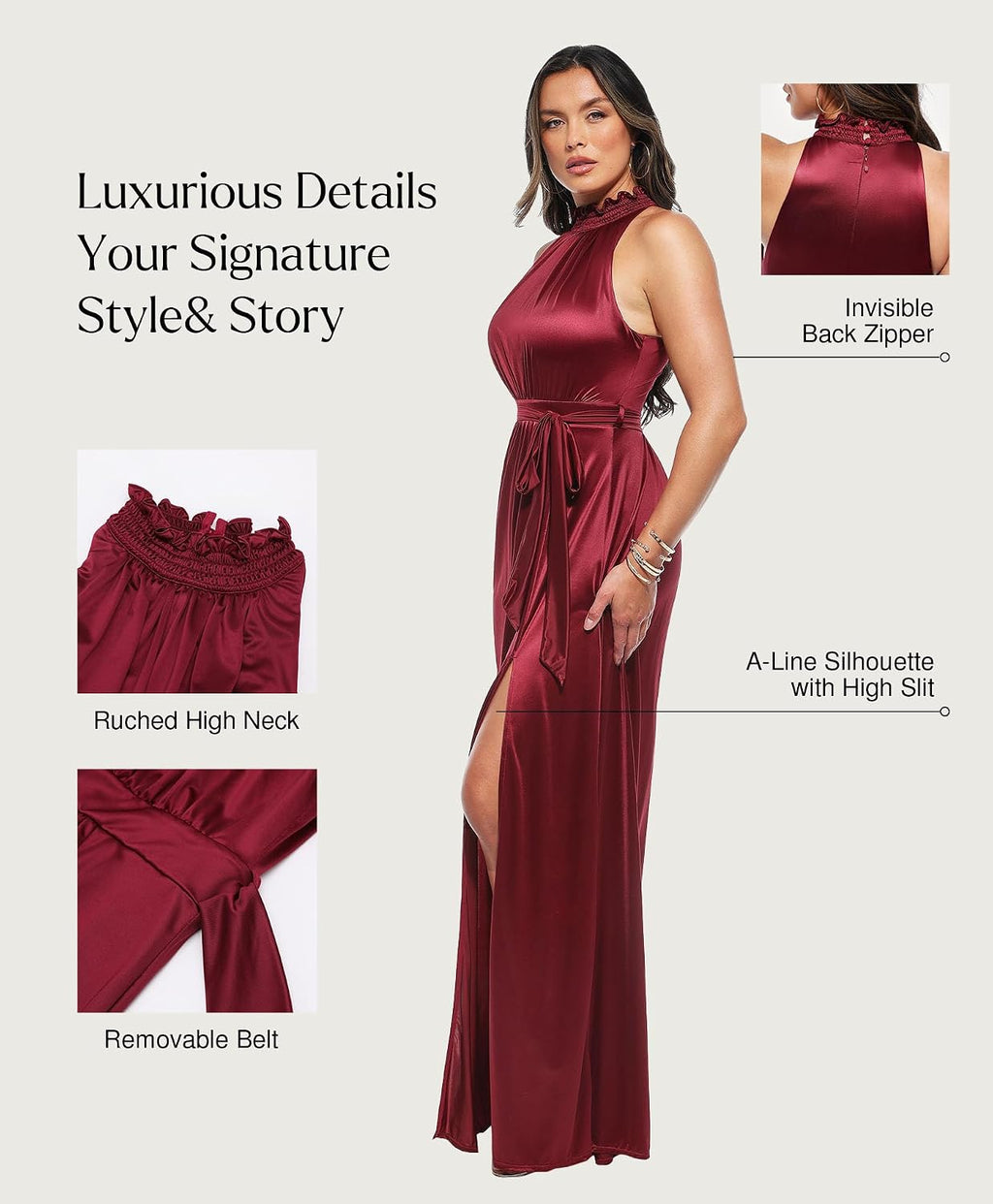 Popilush Wedding Guest Dress Formal Dresses for Women Shapewear Bodycon Fall Long Halter Cocktail Maxi Dress