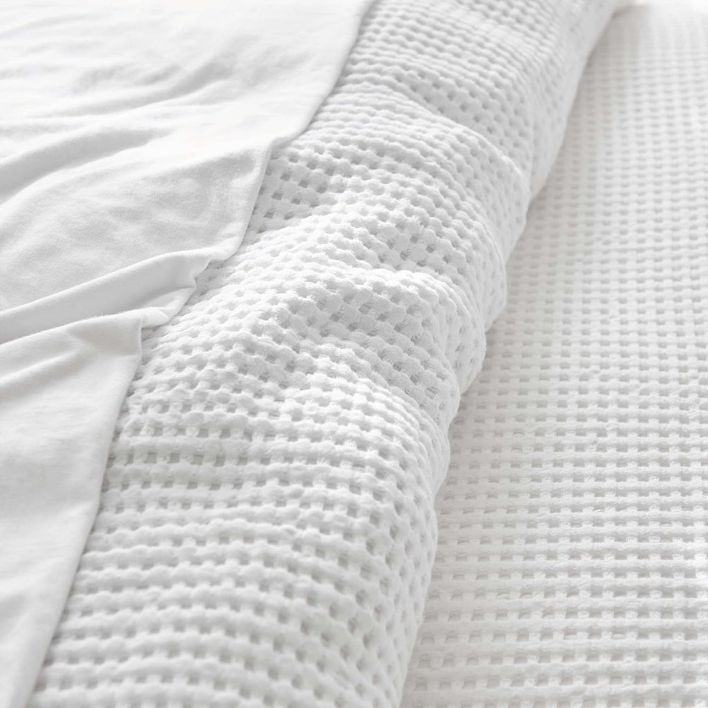 Levtex Home Mills Waffle Queen Duvet Cover Set (90x94in) with 2 Pillow Shams (26x20in) - Bright White - 100% Cotton Queen Size Duvet Cover Set - Soft, Pre-Washed