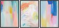 SIGNWIN Framed Canvas Print Wall Art Set Watercolor Pastel Rainbow Paint Stroke Shapes Abstract Illustrations Modern Art Decorative Nordic Calm/Zen for Living Room, Bedroom, Office - 16'x24'x3 Black