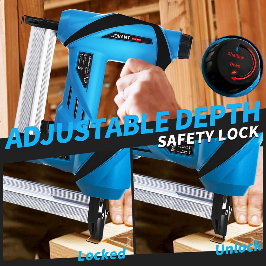 Nail Gun Battery Powered, Cordless Nail Gun with 2 * 2.0Ah Li-ion Battery, 20V 2 in 1 Electric Nail Gun with Staple Remover, Battery Nail Gun for Upholstery, Small Projects and Woodworking