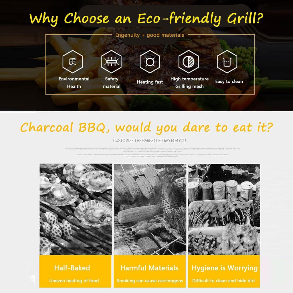 Electric Table Top Griddle Electric Smokeless Portable BBQ Barbecue Grill Indoor Cooking Grill with Water Filled Drip Tray Temperature (A)