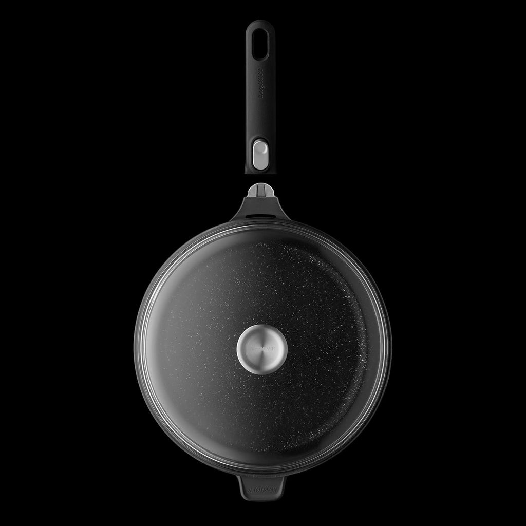 BergHOFF GEM Non-Stick 11' Sauté Pan 4.6qt., Stay-Cool Detachable Handle, Glass Lid, Ferno-Green, Non-Toxic Coating, Ovensafe