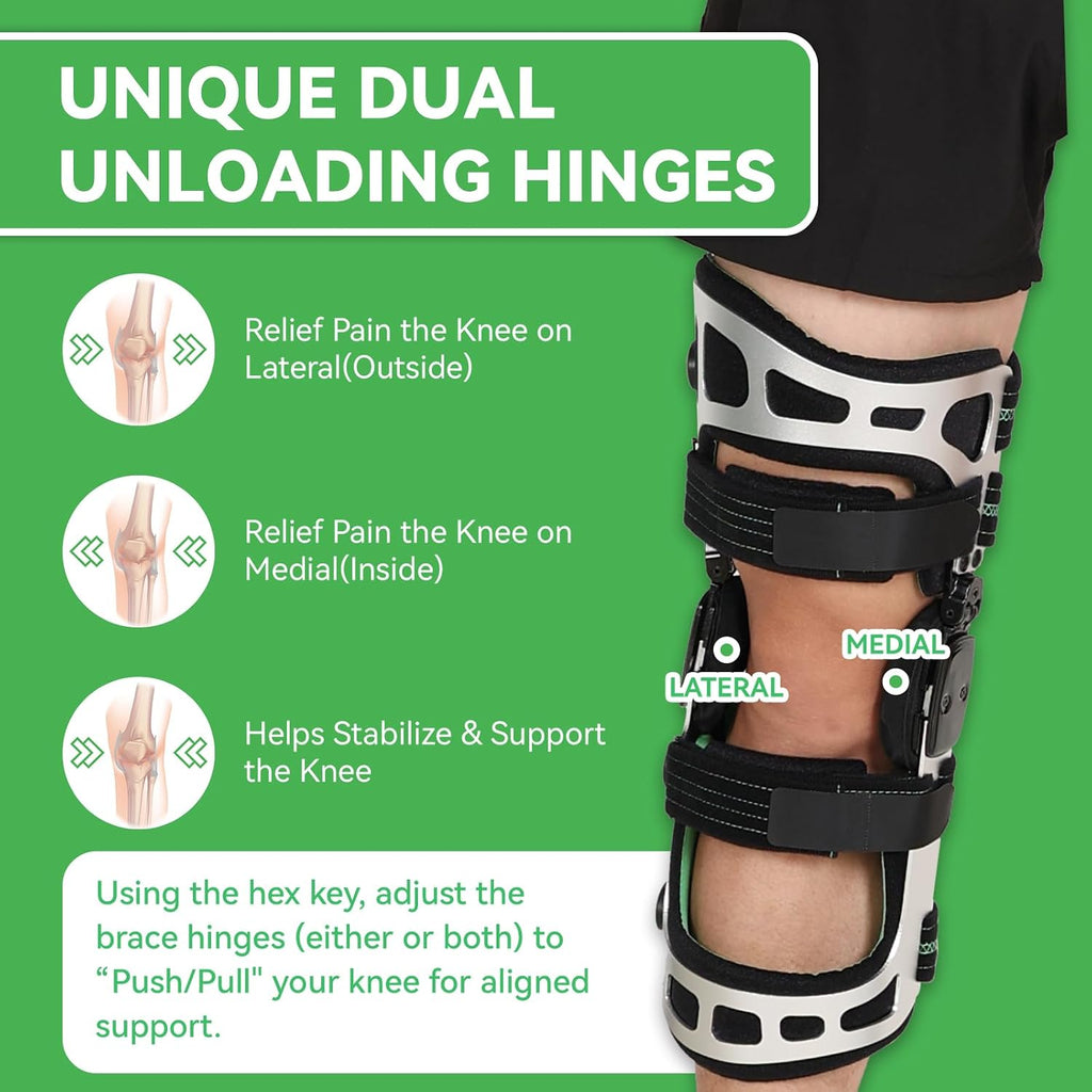 Orthomen Double OA Knee Brace Booster Instability of Ligament Injury & Protect Knee Joint after Knee Surgery Medial & Lateral Support (M/Left)