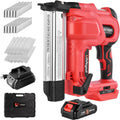 20V Cordless Brad Nailer Stapler - 2-in-1 Heavy Duty Battery Nail Gun with 2000 Nails & Adjustable Depth Control for Professional Woodworking & Home Renovation (One Battery Set)