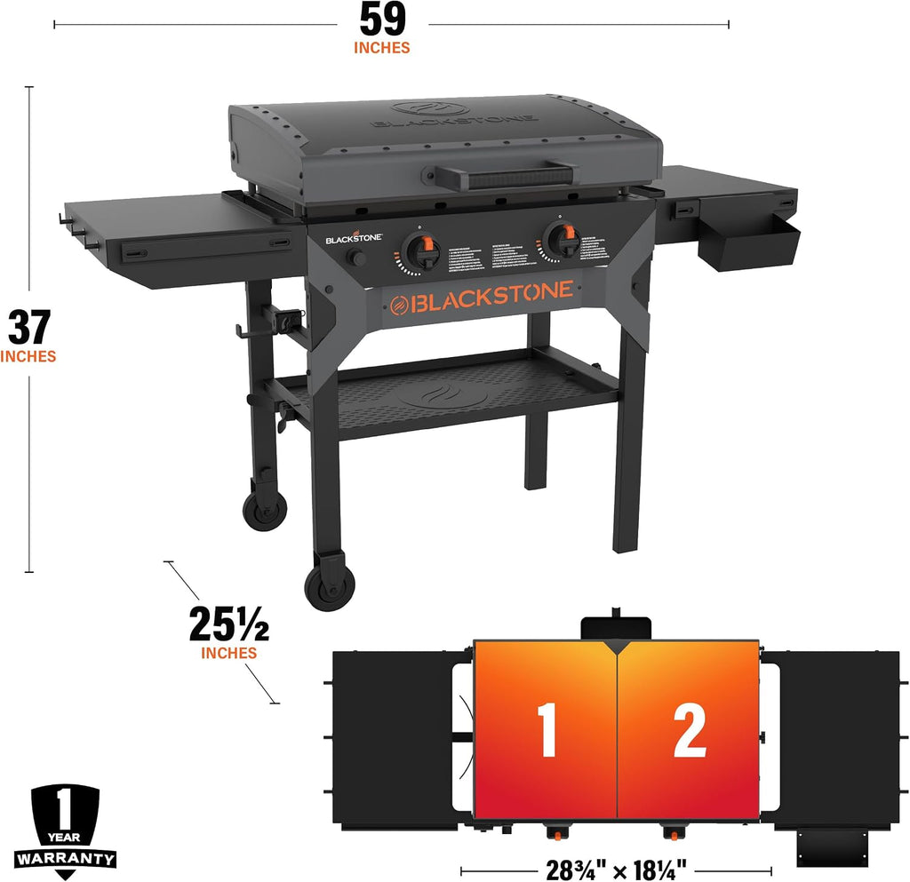 Blackstone 2311 Iron Forged 28' Omnivore Griddle with X-Braced Hood, Powder Coated Steel, Black