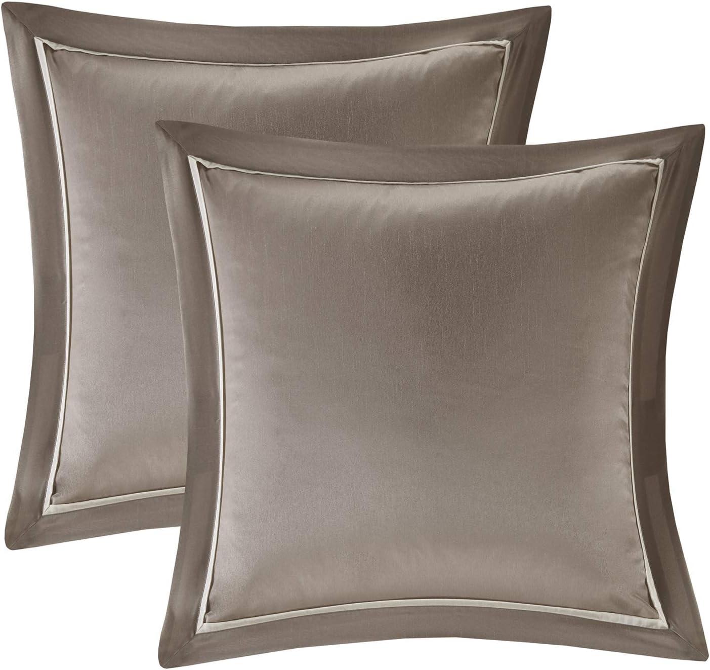 Madison Park Essentials Room in a Bag Faux Silk Comforter Set - Luxe Diamond Tufting All Season Bedding, Matching Curtains, Decorative Pillows, Taupe Cal King(104'x92') 24 Piece