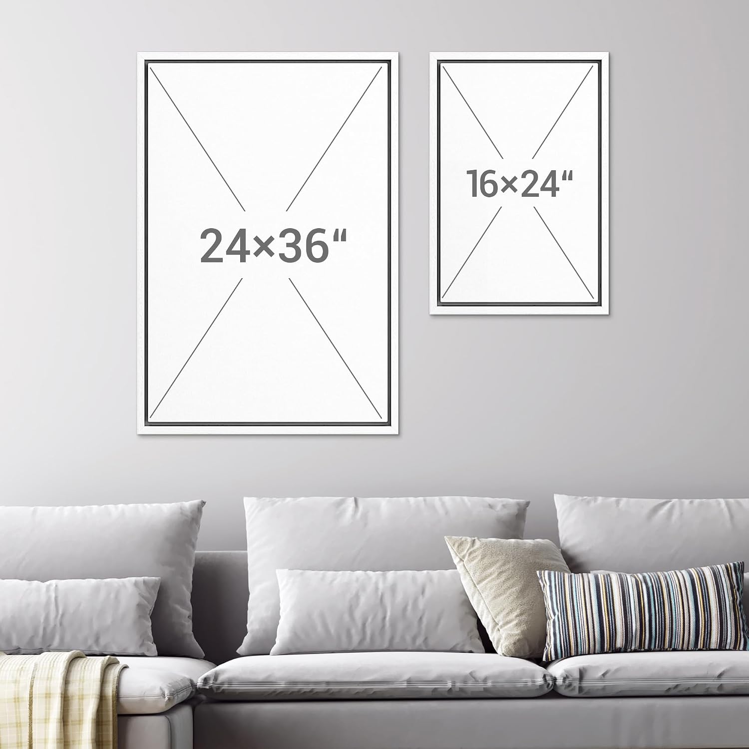 SIGNWIN Framed Canvas Print Wall Art Set Textured Paper Cut Landscape Beige and Green Minimalist Illustrations Modern Art Rustic Scenic Relax/Calm for Living Room, Bedroom, Office - 24'x36'x3 White