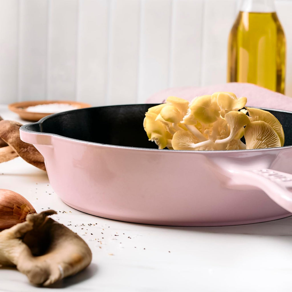 STAUB Cast Iron 8.5-inch Traditional Deep Skillet - Peony Pink