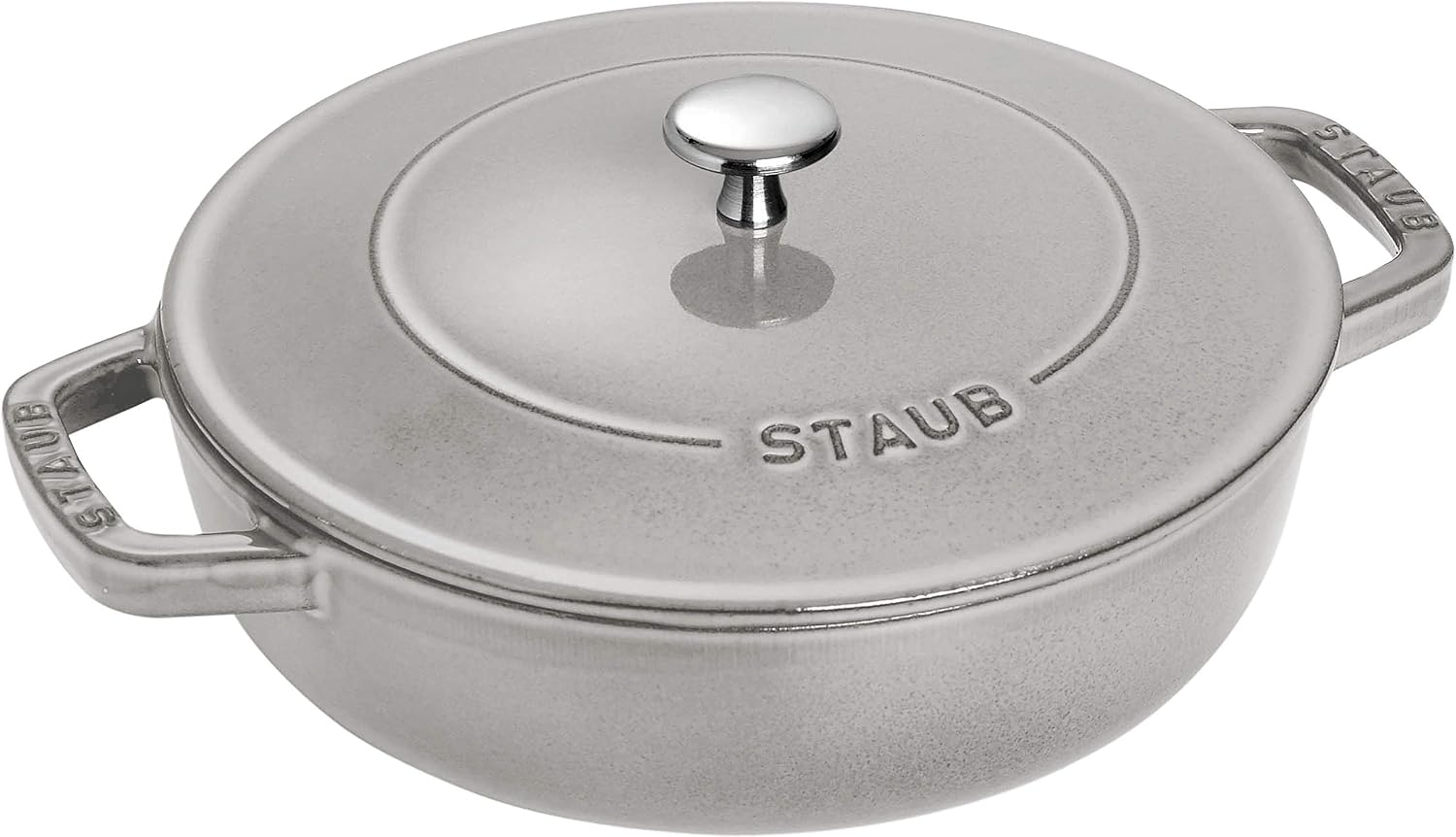 Staub Braiser 40506-543 Saute Pan, Gray, 10.2 inches (26 cm), Large, Both Handed, Cast Enameled Pot, Sukiyaki, Induction Compatible