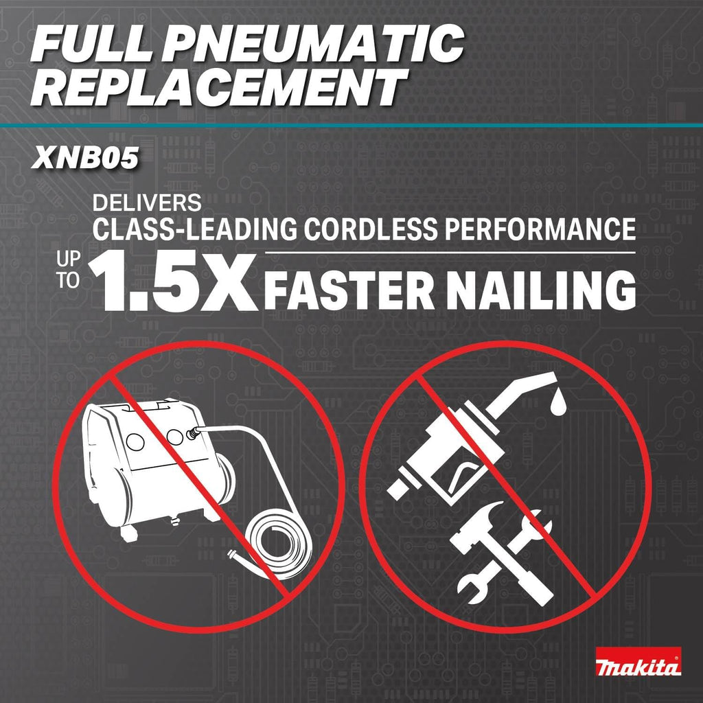 Makita XNB05Z 18V LXT® Lithium-Ion Brushless Cordless 2-1/2' Straight Finish Nailer, 16 Ga., Tool Only