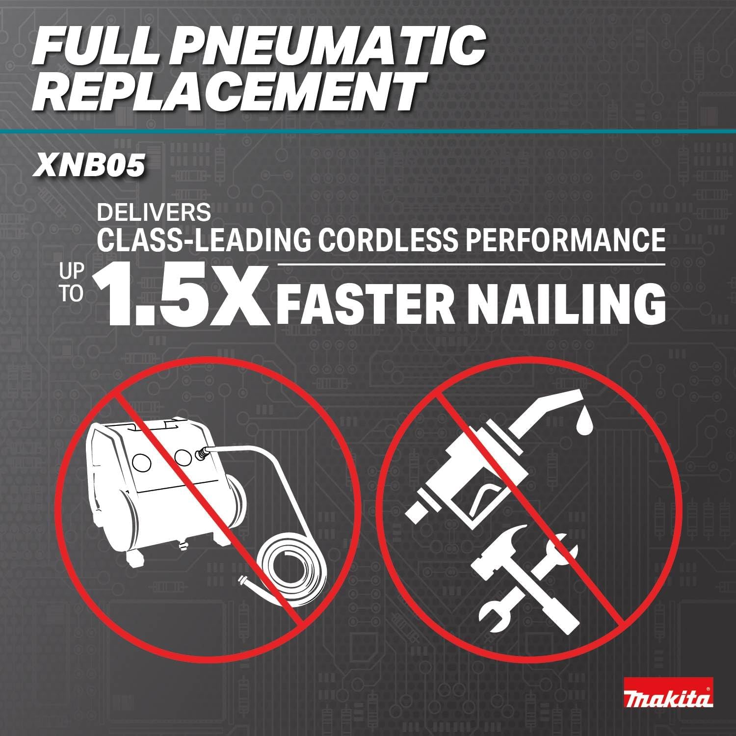 Makita XNB05Z 18V LXT® Lithium-Ion Brushless Cordless 2-1/2' Straight Finish Nailer, 16 Ga., Tool Only