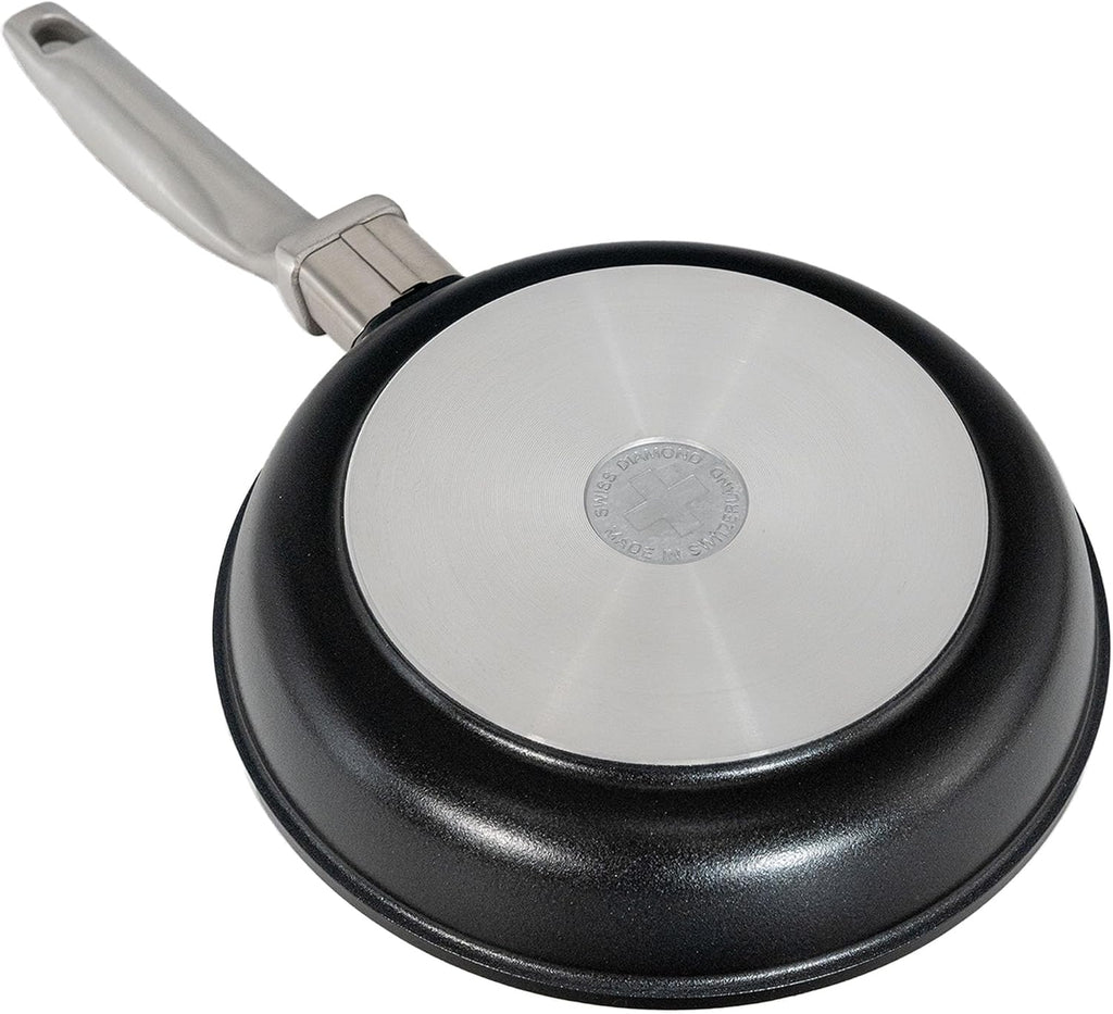 Swiss Diamond Nonstick Frying Pan Hybrid Ceramic and Diamond-Infused Fry Pan With Glass Lid, Dou Ceramic, Dishwasher and Oven Safe Fry Pans (8 IN)