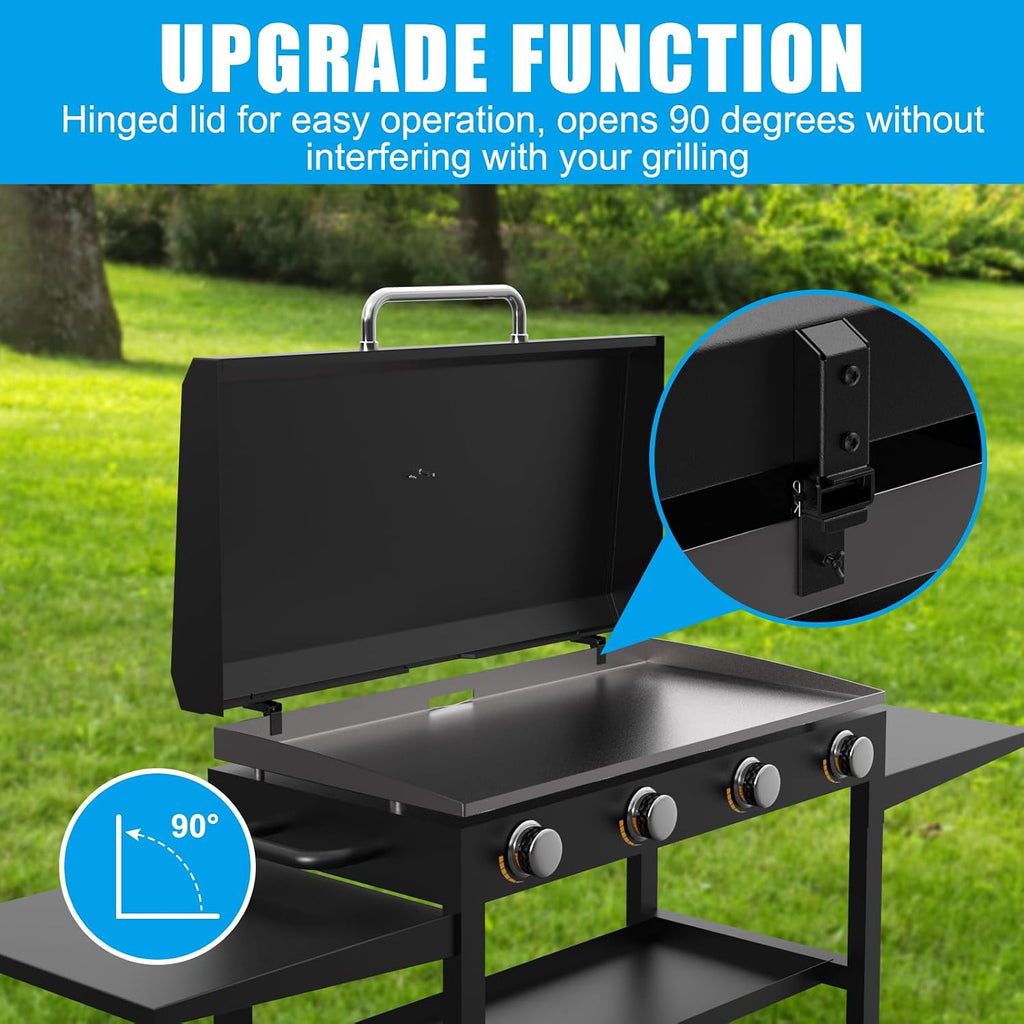 Upgrade Hinged Lid for Blackstone 36' Griddle Hard Cover Hood with Thermometer for Blackstone Grill 1825 1565 1554 1560 1818 1836 2149 1841 1863 1866 1899 1923 2122 2151 2177 Griddle Grill Lid