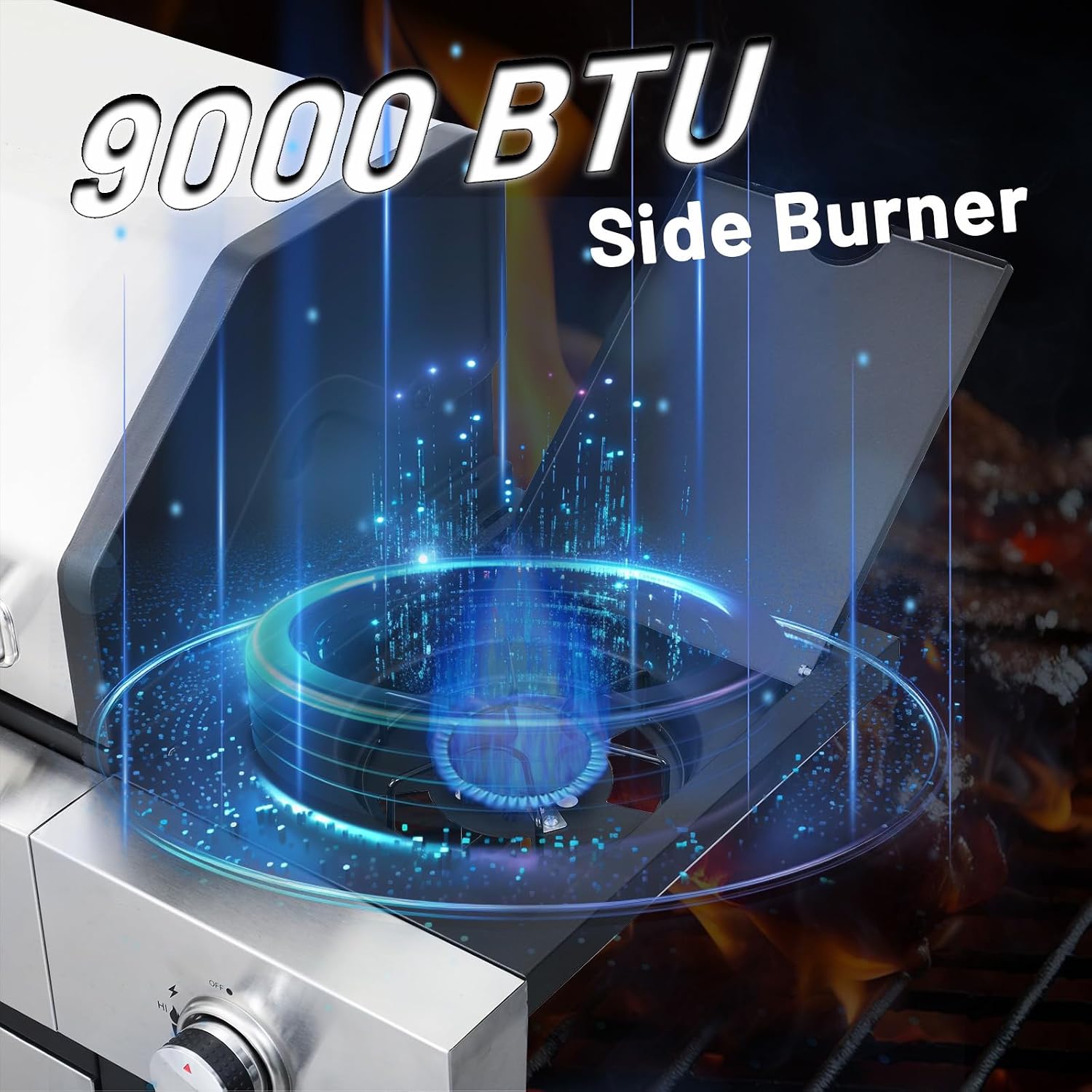 3-Burner Propane Gas BBQ Grill with Side Burner, 40,500 BTU Stainless Steel Gas Grill for Outdoor, Camping, Barbecue Grilling Backyard Cooking (3+1 bumer no cover)