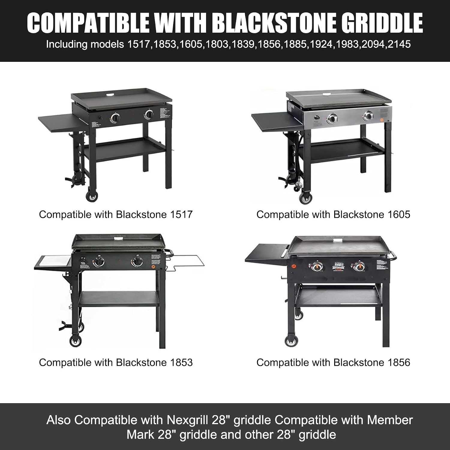 SafBbcue Hinged Lid for Blackstone Griddle 28 in for Blackstone 2206 1517 1853 1605 1803 1839 1856 1885 1924 Hard Cover Hood with Handle Also for Nexgrill and for Member Mark Grill