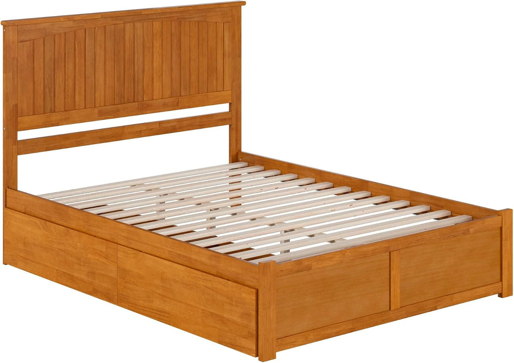 AFI, Nantucket Queen Platform Bed with Footboard & Storage Drawers, Light Toffee