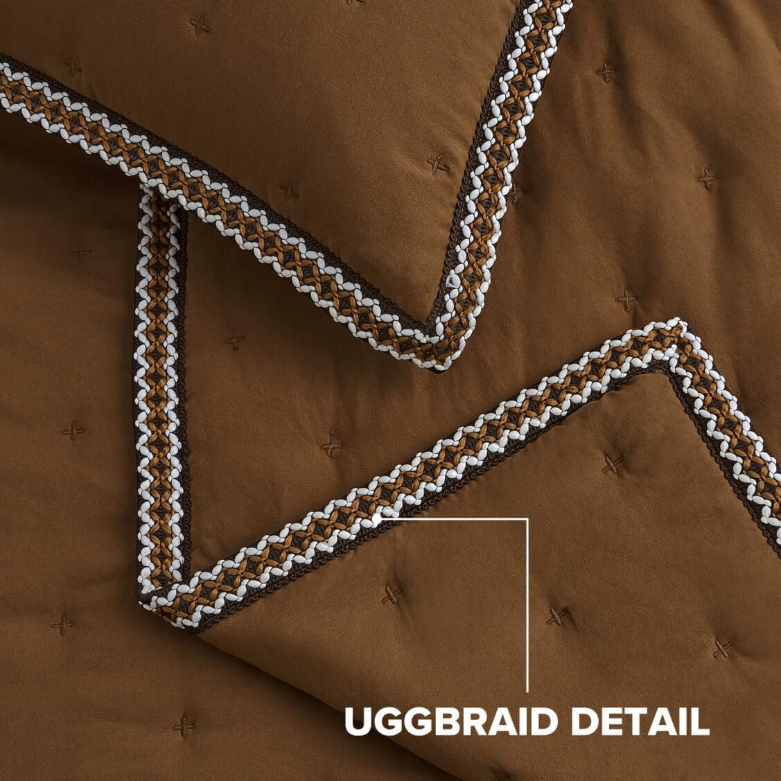 UGG Braid King Size Quilt Set – 3 Piece King Quilt Bedding Set with 2 Shams, Soft Lightweight Bedspread Coverlet for Home & Bedroom, Chestnut Brown (Devon)