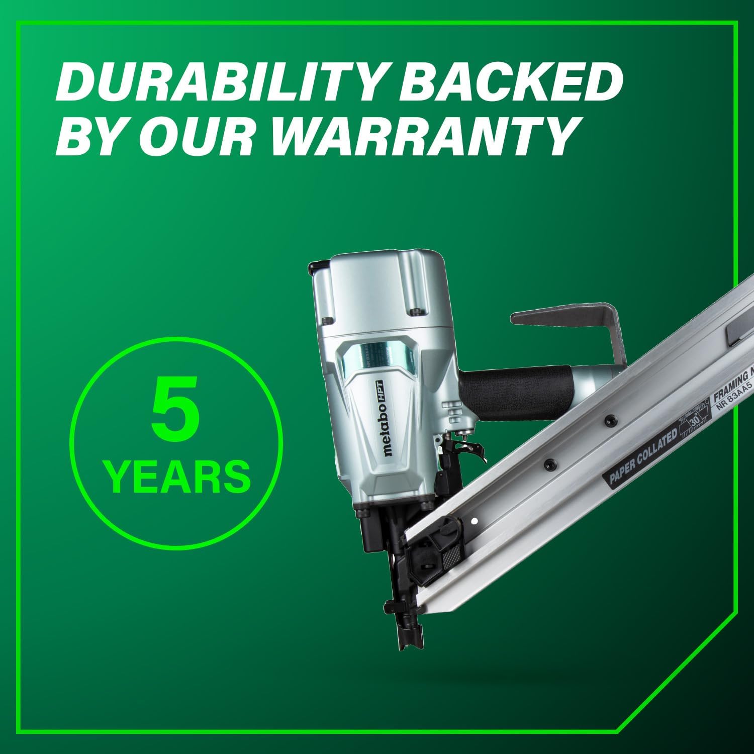 Metabo HPT Framing Nailer, Pro-Preferred Pneumatic Power Nailers in Framing Tools, Rapid Response Power Tool for Floor, Wall, & Roof Decking, Lightweight, 30° 3-1/4' Paper Collated Nails, NR83AA5