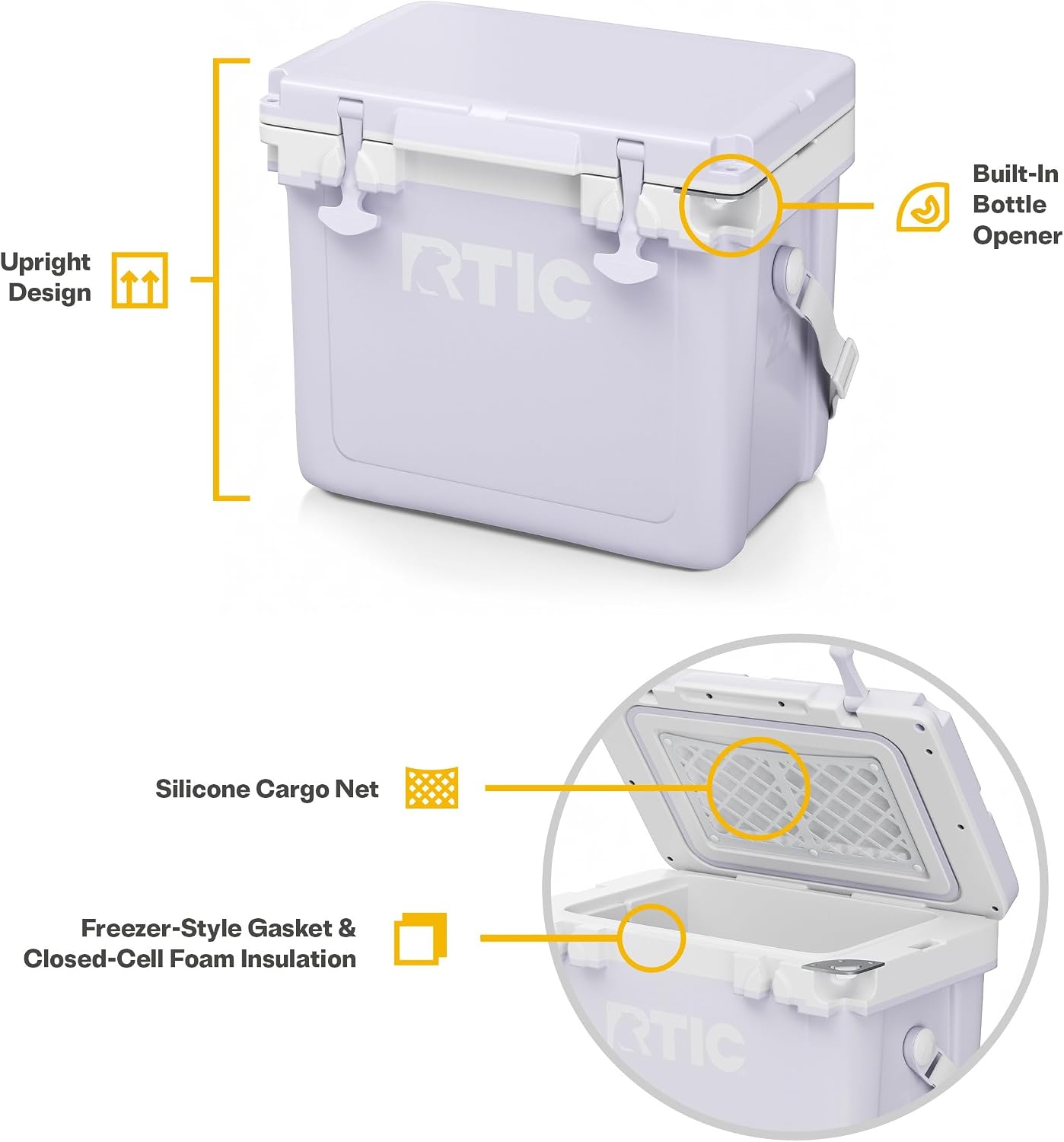 RTIC Ultra-Light Hard Cooler Insulated Portable Ice Chest Box for Drink, Beverage, Beach, Camping, Picnic, Fishing, Boat, Barbecue, 30% Lighter Than Rotomolded Coolers