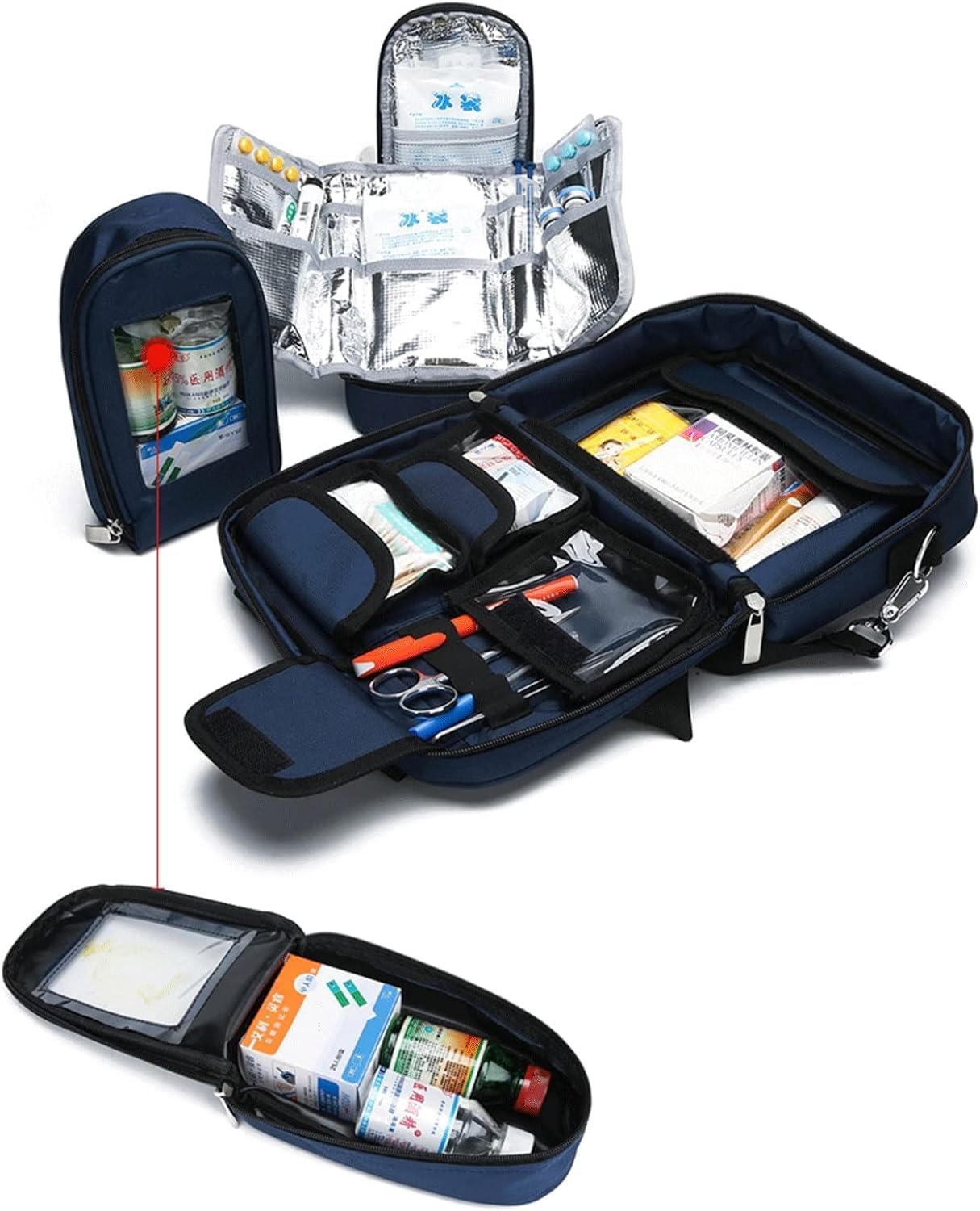 IOCCIOBB Emergency Trauma Bag, Portable Empty Medicine Bag First Aid Kits Bag With Multiple Pockets For Medical Supplies