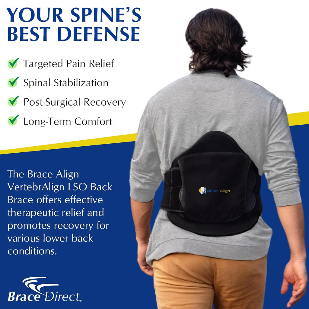 VertebrAlign LSO Lumbar Back Brace with Plus Size Extension – Bariatric Relief for Herniated & Bulging Disc, Sciatica, Spinal Stenosis, Fractures PDAC L0650/L0637 – Fits Waist up to