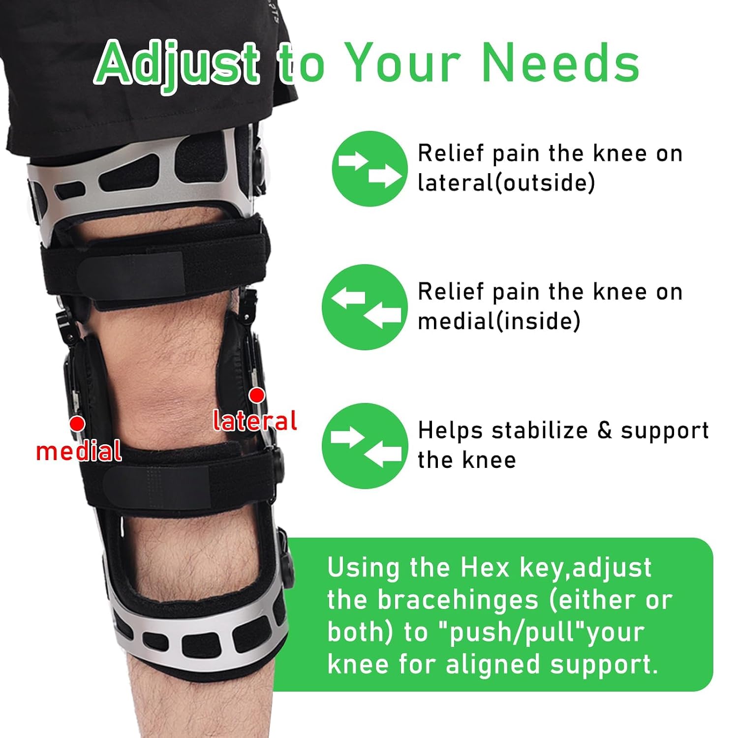 Orthomen OA Knee Brace, Knee Support Brace for Osteoarthritis, Unloading, Arthritis Pain and Knee Support Ideal for Men and Women (XL-Right)
