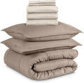 Bare Home Bed-in-A-Bag 8 Piece Comforter & Sheet Set - Split King - Goose Down Alternative - Ultra-Soft 1800 Premium Bed Set (Split King, Taupe/Sand)
