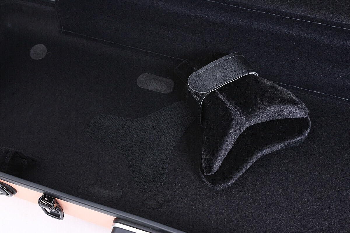 Violin case 4/4 Full size High strength Carbon fiber hard shell Durable handles Internal storage with Backpack straps Music Sheet bag (Rose gold,Buckle lock)