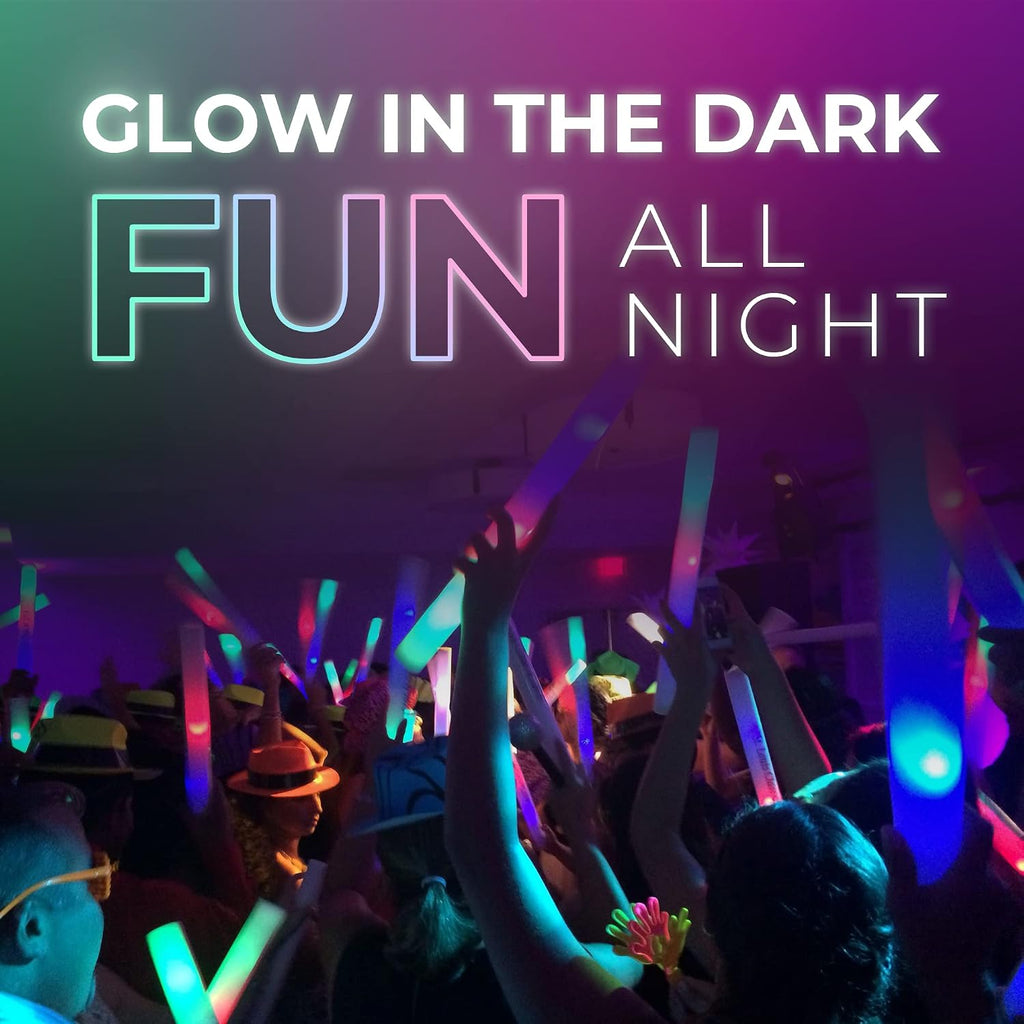 Foam Glow Sticks Bulk - 100 White Foam Light Up Sticks and LED Foam Sticks - 100 Reusable 16' Light Up Foam Sticks White Foam Glow Sticks for Wedding, Parties, and Dancing