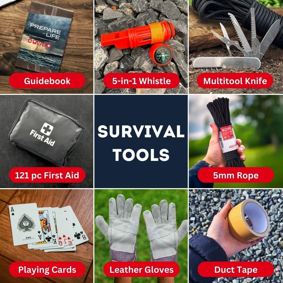 Family Emergency Kit | All-in-one Survival Kit Backpack for Earthquake, Flood, Disaster Relief, Civil Unrest & Outdoor - Survival Bag & Emergency Preparedness Kit for Families