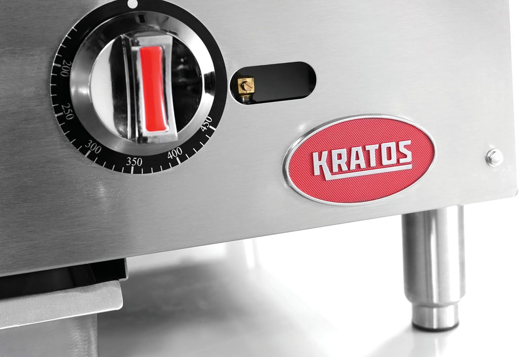 Kratos 24' Wide Commercial Restaurant Gas Countertop Griddle, Thermostatic Controls, 2 Burners, 60,000 BTU Output (29Y-007)
