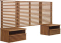 Modway Render Wall-Mount Headboard and Modern Nightstands Bedroom Set, Twin, Walnut