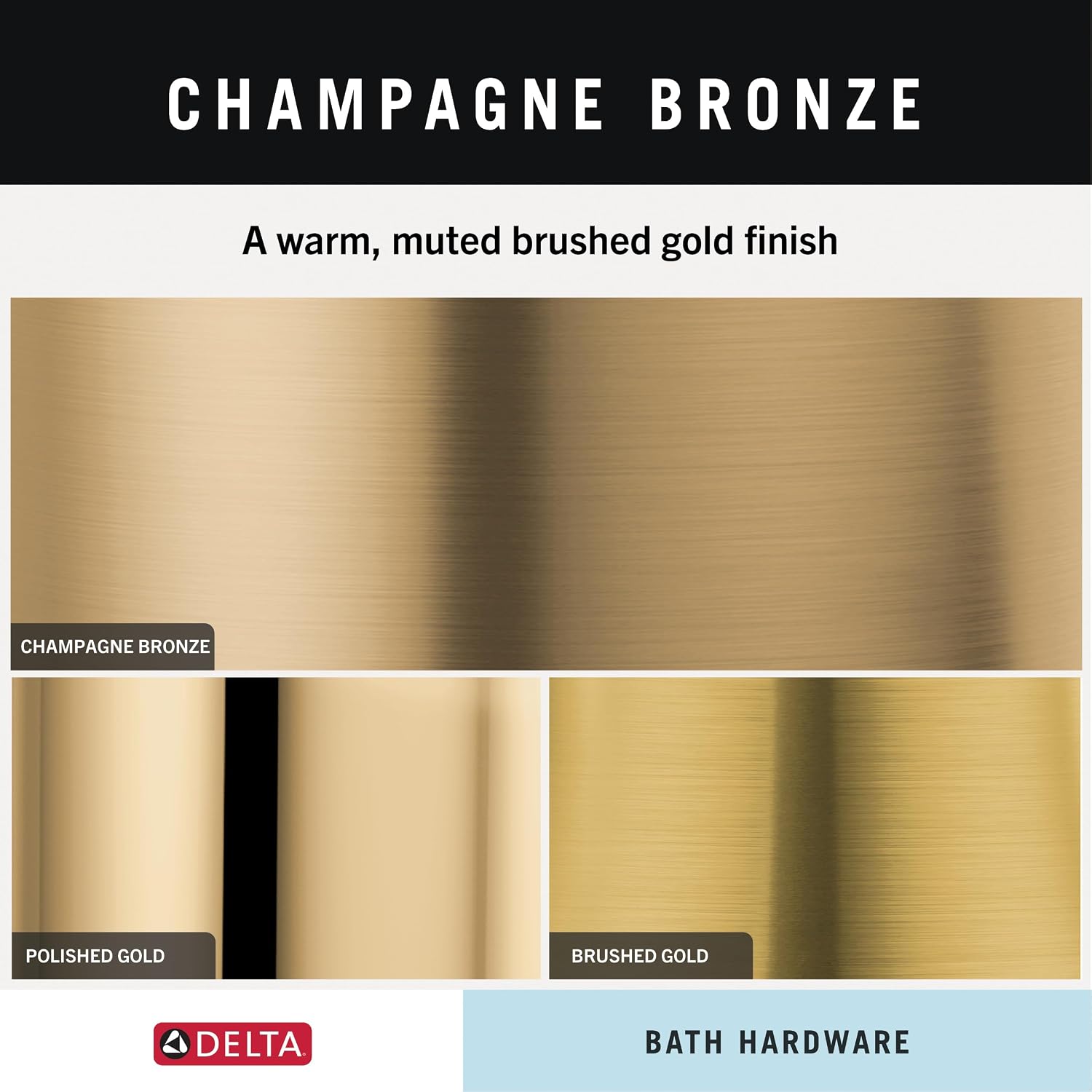 Delta 4-Piece Champagne Bronze Bathroom Set Towel Rack, Ring, Toilet Paper Holder, Hook | Nicoli Bath Accessories