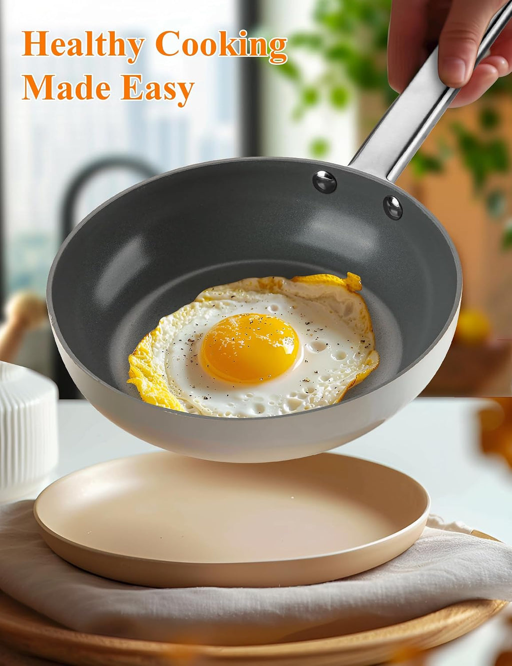 ChefRobot Nonstick Ceramic Cookware Set Healthy Pots And Pans Set Induction Kitchen Cookware sets Non Toxic Pots And Pan Set,PFOA ＆ PTFE Free (12 Pcs-Cookware Sets)
