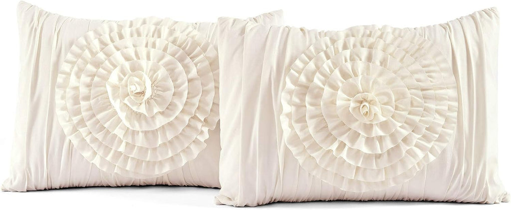 Lush Decor 3 Piece Serena Comforter Set, Queen, Ivory