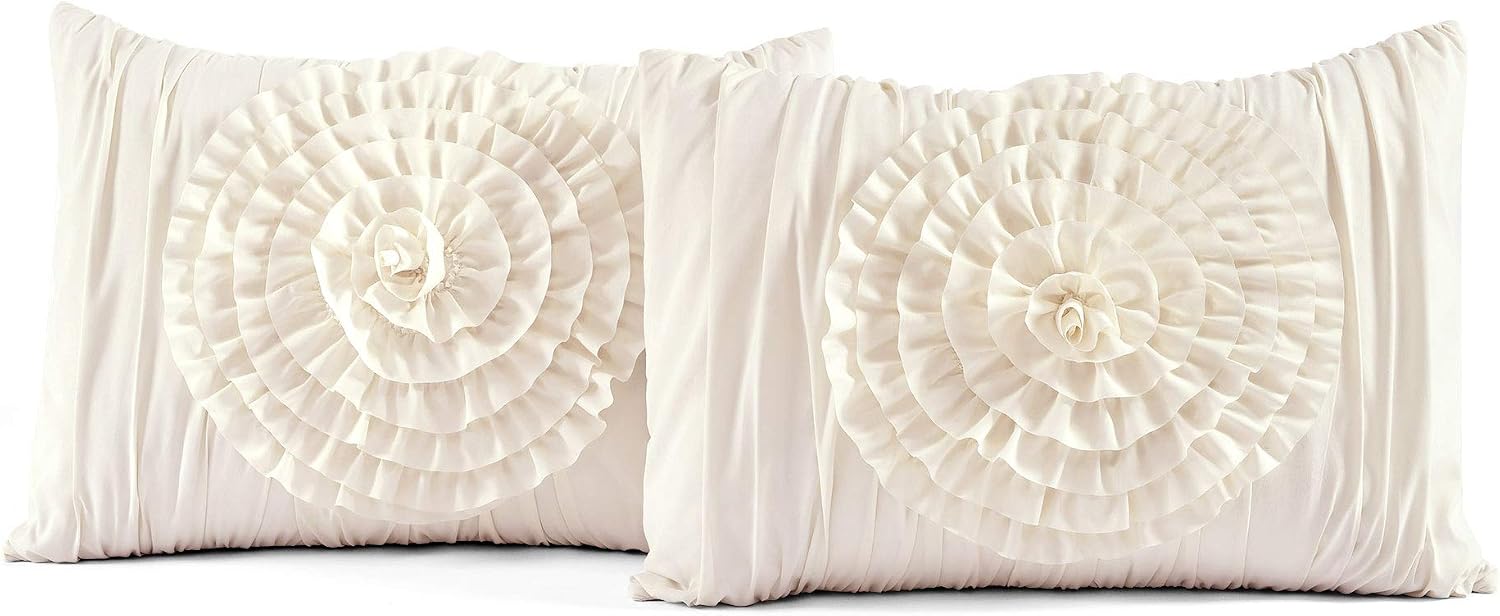 Lush Decor 3 Piece Serena Comforter Set, Queen, Ivory