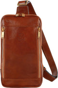 Time Resistance Leather Crossbody Bag - Brown Sling Bag - Messenger Bag for Men and Women - Handmade Shoulder Bag Backpack | Handmade