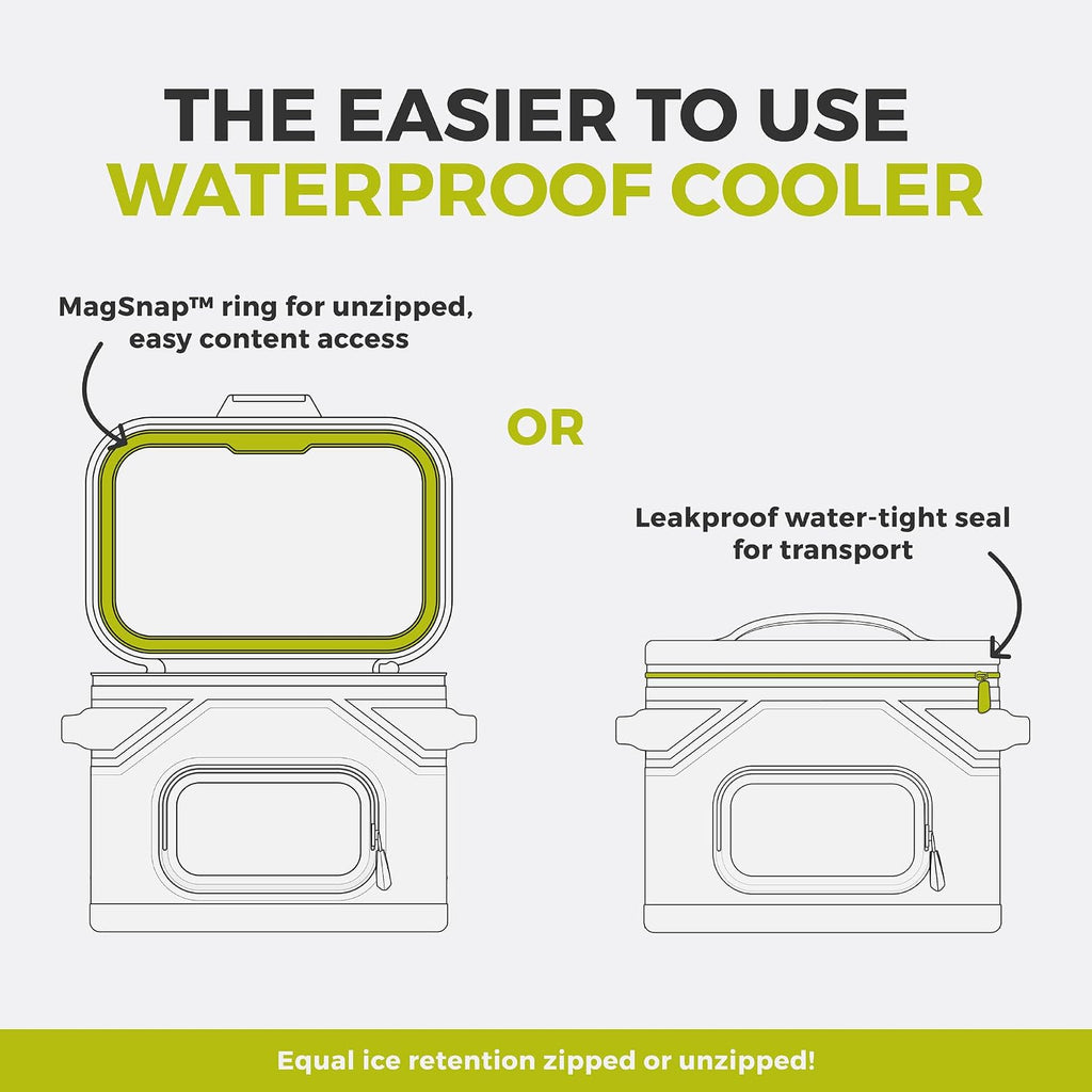 CORE Magnetic Leak Proof Soft Cooler with Waterproof Zipper | Insulated Bag Portable Ice Chest Box | Best Soft Cooler for Food & Beverages for Tailgating, Car Camping, Travel, and Family Beach Picnics