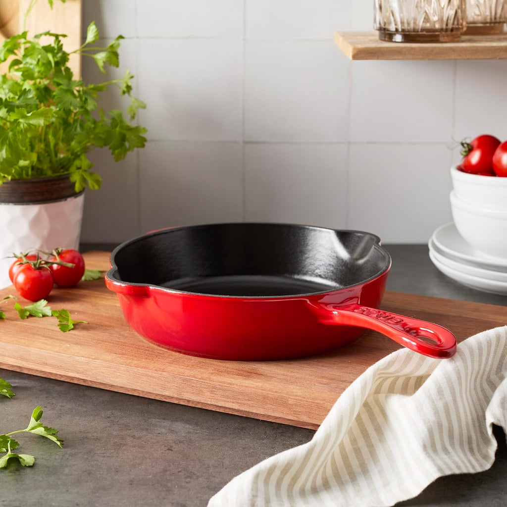 STAUB Cast Iron 8.5-inch Traditional Deep Skillet - Cherry
