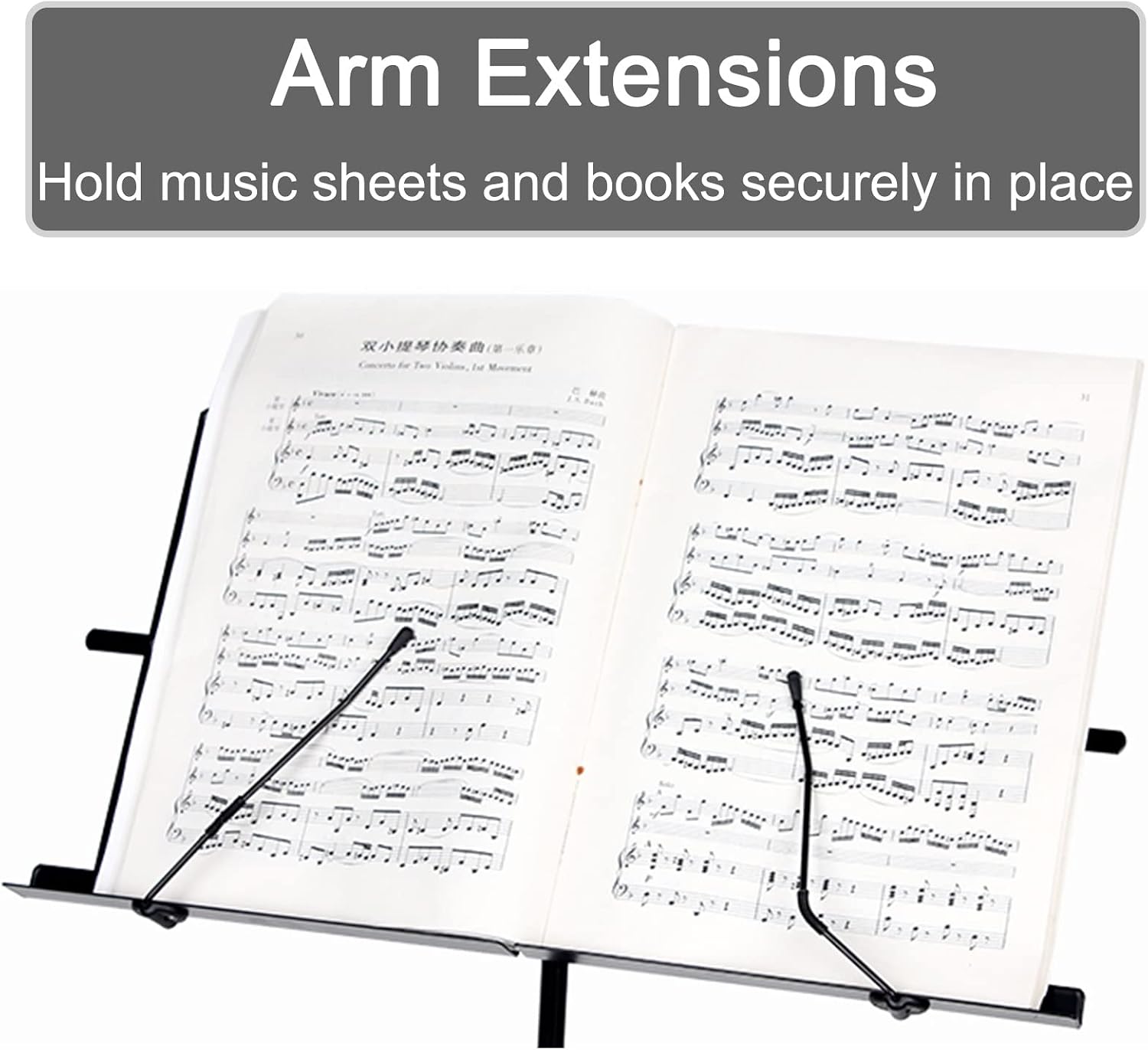 Folding Wire Sheet Music Stand for Guitar Players, Portable Black Instrumental Book Holder with Carrying Bag, Stage Studios Church School