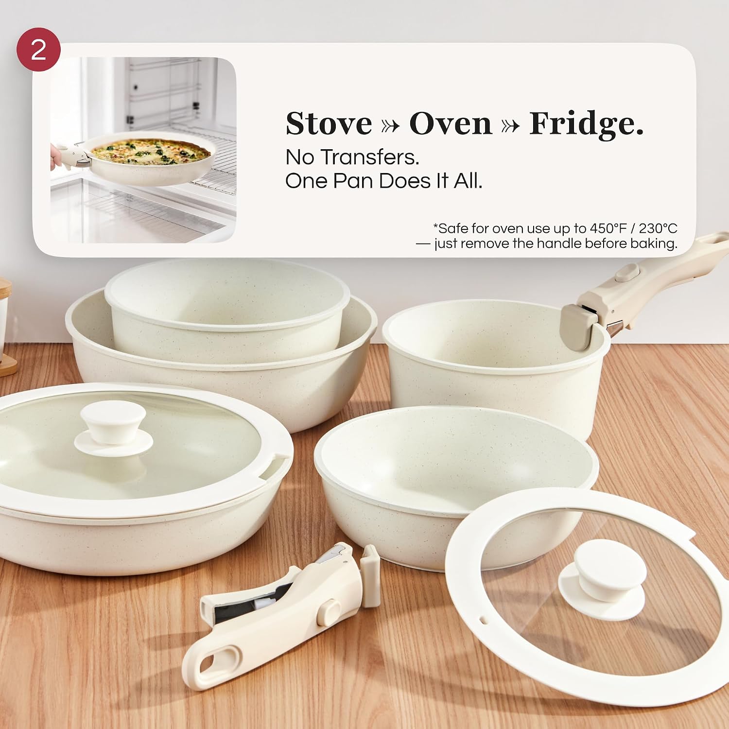 GOURMETIFIC® Stainless Steel Cookware Set [11 PIECES] - Non Toxic Kitchenware - Induction, Gas & Oven Cooking Ware - Pot & Pan with Removable Handles - Stackable Pots & Pans - Dishwasher Safe
